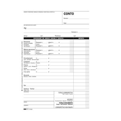 Blocco conto albergo-pensione - 7 giorni - uso mano - 23 x 15cm - 100 fogli - Edipro