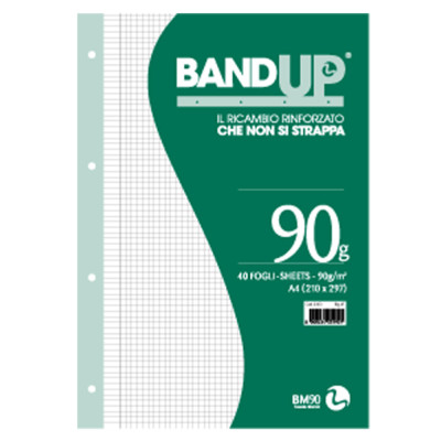 Ricambi BandUp forati rinforzati - A4 - 5mm c-margine - 40 fogli - 90gr - BM