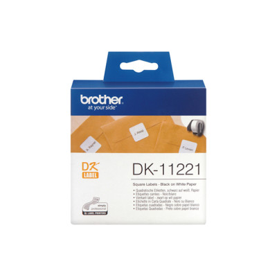 Brother - Rotolo 1000 Etichette quadrate 23 x 23 mm - Nero-Bianco - DK-11221