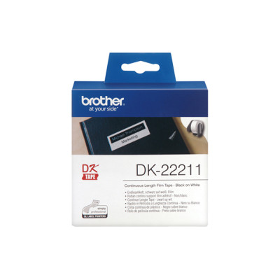 Brother - Nastro adesivo - in pellicola - Nero-Bianco - 29mm x 15,24mt - DK22211