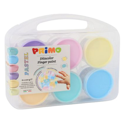 Ditacolor colori a dita - 100ml  - c-pennello - valigetta 6 colori pastello - Primo