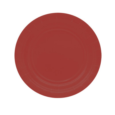 Piatti piani Ecocolor - Ã˜18cm - biodegradabile - rosso intenso - Big Party - conf. 25 pezzi
