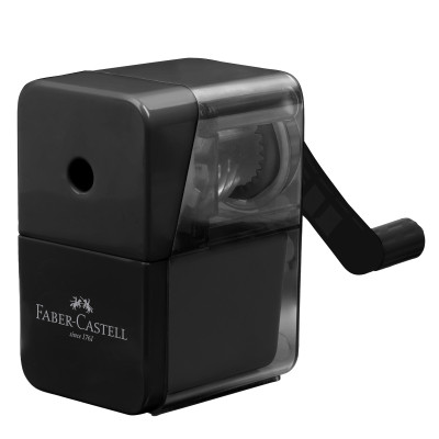 Temperamatite con manovella - 1 foro - c-serbatoio - nero - Faber-Castell