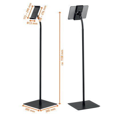 Supporto da pavimento per tablet - TOUGH FLOOR - da 7  a 13  - ruotabile di 360Â° - Durable