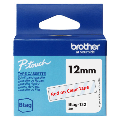Brother - Nastro adesivo - Rosso-Trasparente - 12mm x 4mt - BTAG132