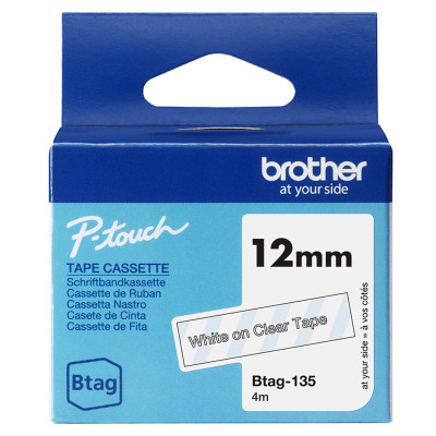 Brother - Nastro -  Bianco-Trasparente - BTAG135 - 12mm x 8mt
