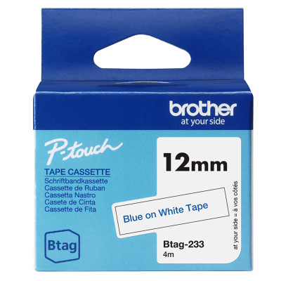 Brother - Nastro -  Blu-Bianco - BTAG233 - 12mm x 4mt
