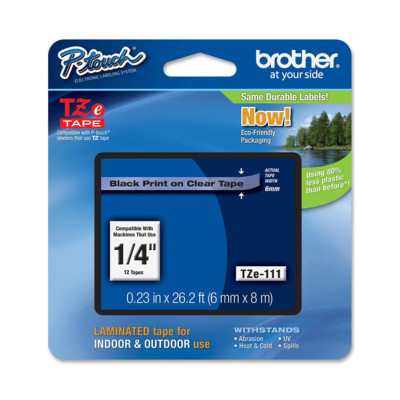 Brother - Nastro - Nero-Trasparente - TZE111 - 6mm x 8mt