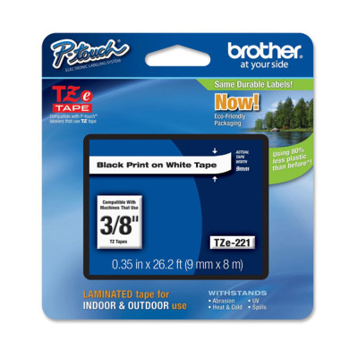 Brother - Nastro - Nero-Bianco -TZE221 - 9mm x 8mt