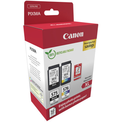 Canon - Cartuccia Ink PG-575XL -CL-576XL - con Confezione Fogli - 5437C006