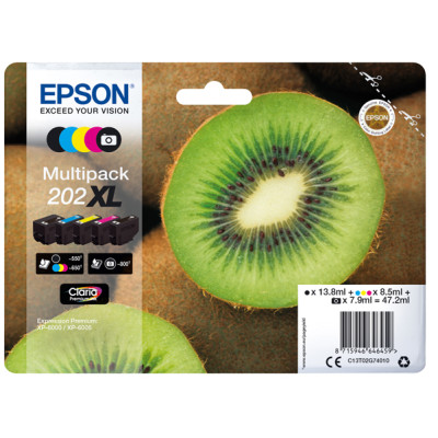 Epson - Multipack Cartuccia ink - 202XL - C-M-Y-K-K PH - C13T02G74010 - C-M-Y 8,5ml cad - K 13,8ml - K PH 7,9ml