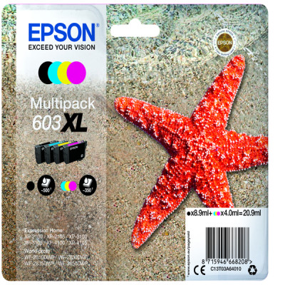 Epson - Multipack Cartucce Ink - 603XL - C-M-Y-K - C13T03A64010 - C-M-Y 4ml cad - K 8,9ml