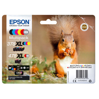 Epson - Multipack Cartuccia ink - 378XL-478XL - C-M-Y-K-R-G - C13T379D4010 - C-M-Y 9,3ml - K-R 11,2ml - R 10,2ml