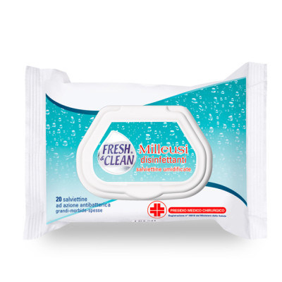 Salviette disinfettanti antibatteriche milleusi - FresheClean - busta da 20 pezzi