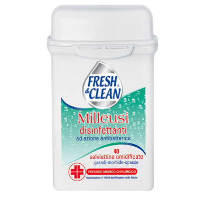 Salviette disinfettanti antibatteriche milleusi - FresheClean - barattolo da 40 pezzi