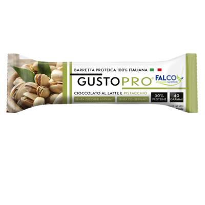 Barretta proteica GustoPro - cioccolato al latte-pistacchio - 40 gr - Falco