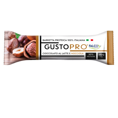 Barretta proteica GustoPro - cioccolato al latte-nocciola - 40 gr - Falco