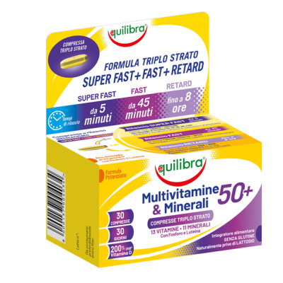 Integratore Multivitamine e Minerali 50 + - 30 compresse triplostrao (1,4 gr cad.) - Equilibra