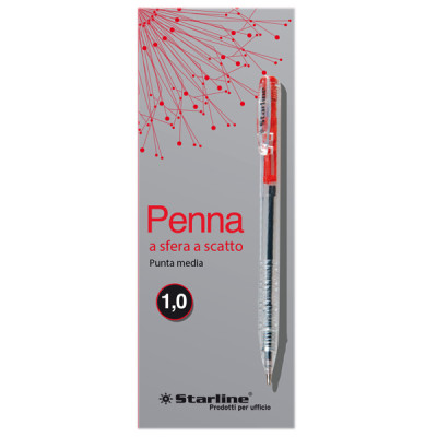 Penna a sfera a scatto  - punta 1,0mm - rosso - Starline - conf. 20 pezzi