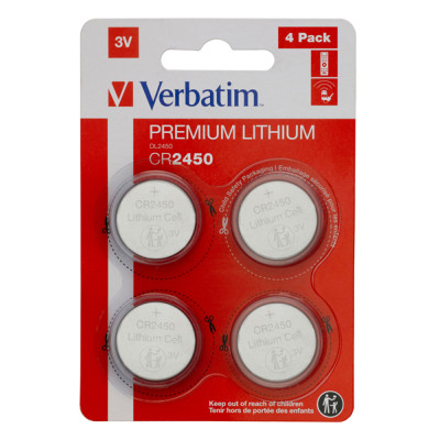 Verbatim - Blister 4 MicroPile a pastiglia CR2450 - litio - 49535 - 3V