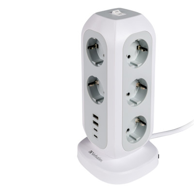 Verbatim - torre di alimentazione - multi-spina EUPT-01 con 2 x USB-C - 2 x USB-A