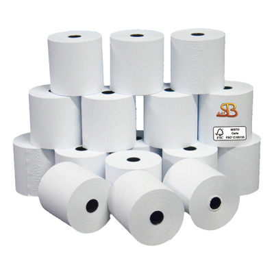 Rotolo per calcolatrici - 57 mm x 40 m - diametro esterno 64 mm - anima 12 mm - 60 gr - carta neutra - Sabacart - blister 10 pez